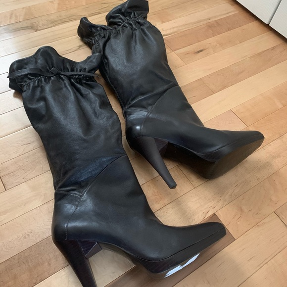 Halston Knee Length Boots, Dark Chocolate, Size 10 - Picture 4 of 6